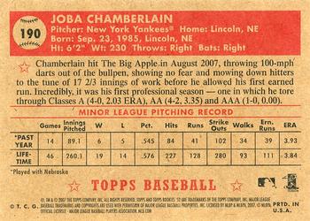 2007 Topps Rookie 1952 Edition #190 Joba Chamberlain Back
