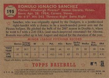 2007 Topps Rookie 1952 Edition #195 Romulo Sanchez Back
