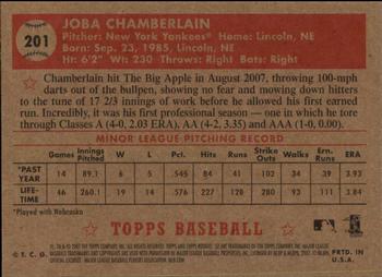 2007 Topps Rookie 1952 Edition #201 Joba Chamberlain Back