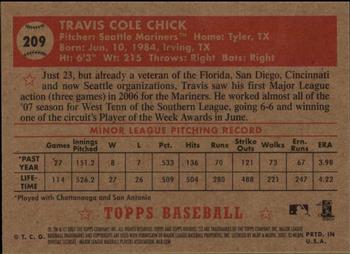 2007 Topps Rookie 1952 Edition #209 Travis Chick Back