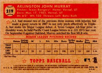 2007 Topps Rookie 1952 Edition #219 A.J. Murray Back