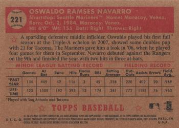2007 Topps Rookie 1952 Edition #221 Oswaldo Navarro Back