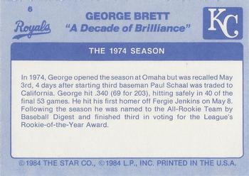 1984 Star George Brett - Separated #6 George Brett Back