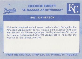 1984 Star George Brett - Separated #7 George Brett Back
