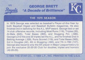 1984 Star George Brett - Separated #11 George Brett Back
