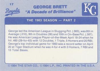1984 Star George Brett - Separated #17 George Brett Back