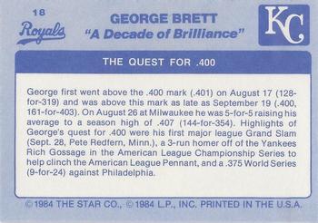 1984 Star George Brett - Separated #18 George Brett Back