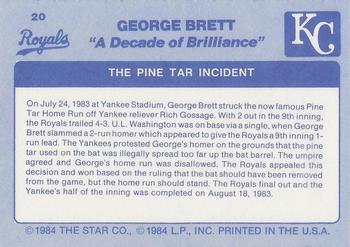 1984 Star George Brett - Separated #20 George Brett Back