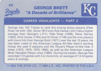 1984 Star George Brett - Separated #22 George Brett Back