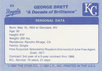 1984 Star George Brett - Separated #23 George Brett Back