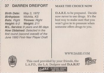 2003 Los Angeles Dodgers Police #NNO Darren Dreifort Back