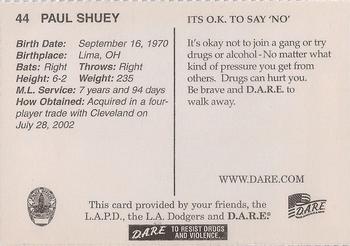 2003 Los Angeles Dodgers Police #NNO Paul Shuey Back