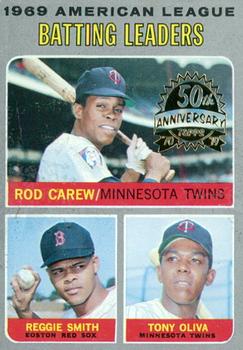 2019 Topps Heritage - 50th Anniversary Buybacks #62 1969 American League Batting Leaders - Carew / R. Smith / Oliva Front