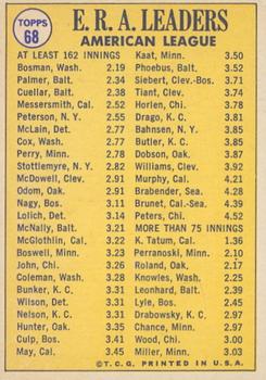 2019 Topps Heritage - 50th Anniversary Buybacks #68 1969 American League ERA Leaders - Bosman / Palmer / Cuellar Back