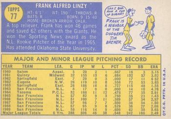 2019 Topps Heritage - 50th Anniversary Buybacks #77 Frank Linzy Back