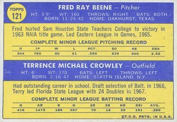 2019 Topps Heritage - 50th Anniversary Buybacks #121 Orioles 1970 Rookie Stars - Fred Beene / Terry Crowley Back