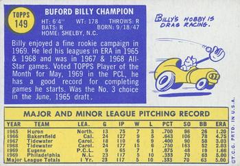 2019 Topps Heritage - 50th Anniversary Buybacks #149 Billy Champion Back