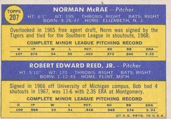 2019 Topps Heritage - 50th Anniversary Buybacks #207 Tigers 1970 Rookie Stars (Norman McRae / Bob Reed) Back