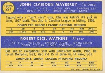 2019 Topps Heritage - 50th Anniversary Buybacks #227 Astros 1970 Rookie Stars (John Mayberry / Bob Watkins) Back