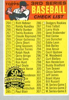 2019 Topps Heritage - 50th Anniversary Buybacks #244 3rd Series Checklist 264-372 Front