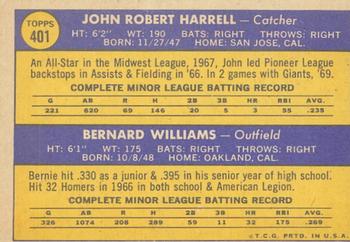 2019 Topps Heritage - 50th Anniversary Buybacks #401 Giants 1970 Rookie Stars (John Harrell / Bernie Williams) Back