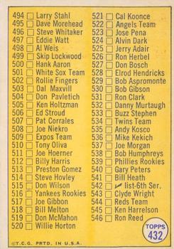 2019 Topps Heritage - 50th Anniversary Buybacks #432 5th Series Baseball Check list 460-546 Back