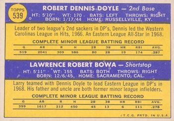 2019 Topps Heritage - 50th Anniversary Buybacks #539 Phillies 1970 Rookie Stars - Dennis Doyle / Larry Bowa Back