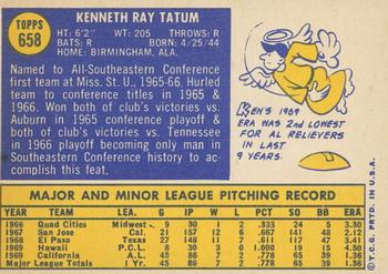 2019 Topps Heritage - 50th Anniversary Buybacks #658 Ken Tatum Back