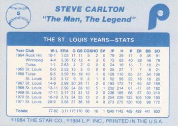 1984 Star Steve Carlton - Separated #5 Steve Carlton Back
