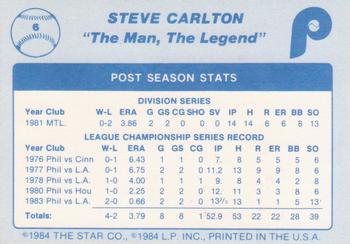 1984 Star Steve Carlton - Separated #6 Steve Carlton Back