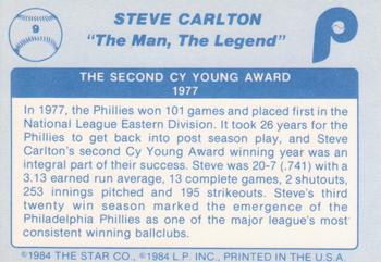 1984 Star Steve Carlton - Separated #9 Steve Carlton Back