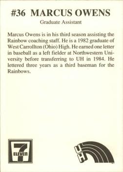 1991 7-Eleven Hawaii Rainbows #NNO Marcus Owens Back