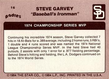 1984 Star Steve Garvey - Separated #16 Steve Garvey Back