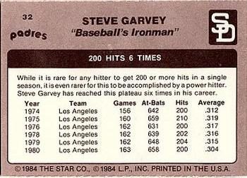 1984 Star Steve Garvey - Separated #32 Steve Garvey Back