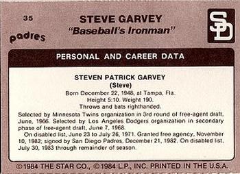 1984 Star Steve Garvey - Separated #35 Steve Garvey Back