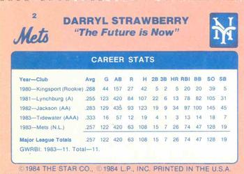 1984 Star Darryl Strawberry - Separated #2 Darryl Strawberry Back