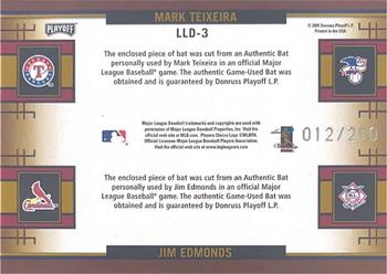 2005 Playoff Prestige - League Leaders Double Material Bat #LLD-3 Mark Teixeira / Jim Edmonds  Back