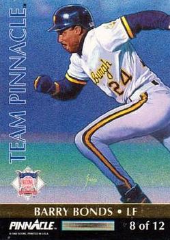 1992 Pinnacle - Team Pinnacle #8 Danny Tartabull / Barry Bonds Back