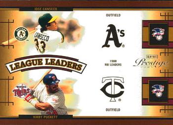 2005 Playoff Prestige - League Leaders Quad #LLQ-3 Jose Canseco / Kirby Puckett / Will Clark / Darryl Strawberry Front