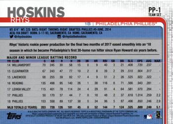 2019 Topps Philadelphia Phillies #PP-1 Rhys Hoskins Back