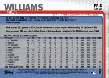 2019 Topps Philadelphia Phillies #PP-6 Nick Williams Back