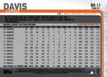 2019 Topps Baltimore Orioles #BO-11 Chris Davis Back