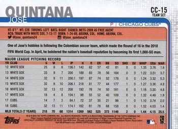 2019 Topps Chicago Cubs #CC-15 Jose Quintana Back