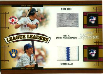 2005 Playoff Prestige - League Leaders Quad Material Jersey #LLQ-1 Wade Boggs / Paul Molitor / Alan Trammell / Kirby Puckett Front