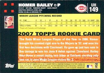 2007 Topps Updates & Highlights #UH149 Homer Bailey Back