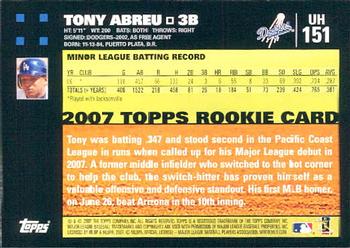 2007 Topps Updates & Highlights #UH151 Tony Abreu Back