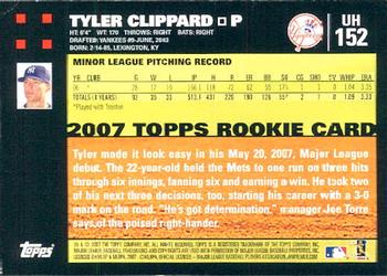 2007 Topps Updates & Highlights #UH152 Tyler Clippard Back