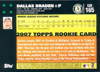 2007 Topps Updates & Highlights #UH165 Dallas Braden Back