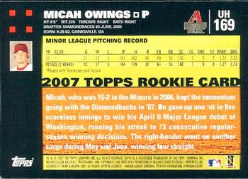 2007 Topps Updates & Highlights #UH169 Micah Owings Back