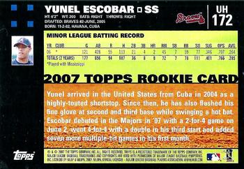 2007 Topps Updates & Highlights #UH172 Yunel Escobar Back